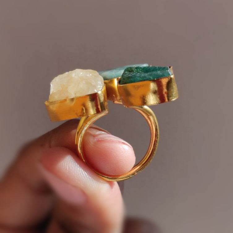Saraha Raw Gemstone Ring in front angle