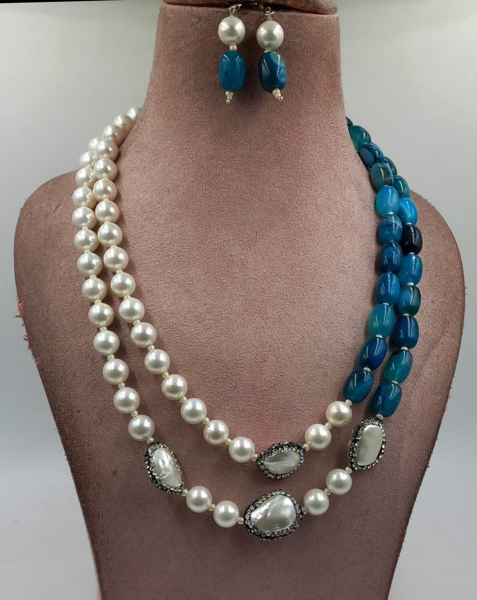 kaira semi precious mala in blue color