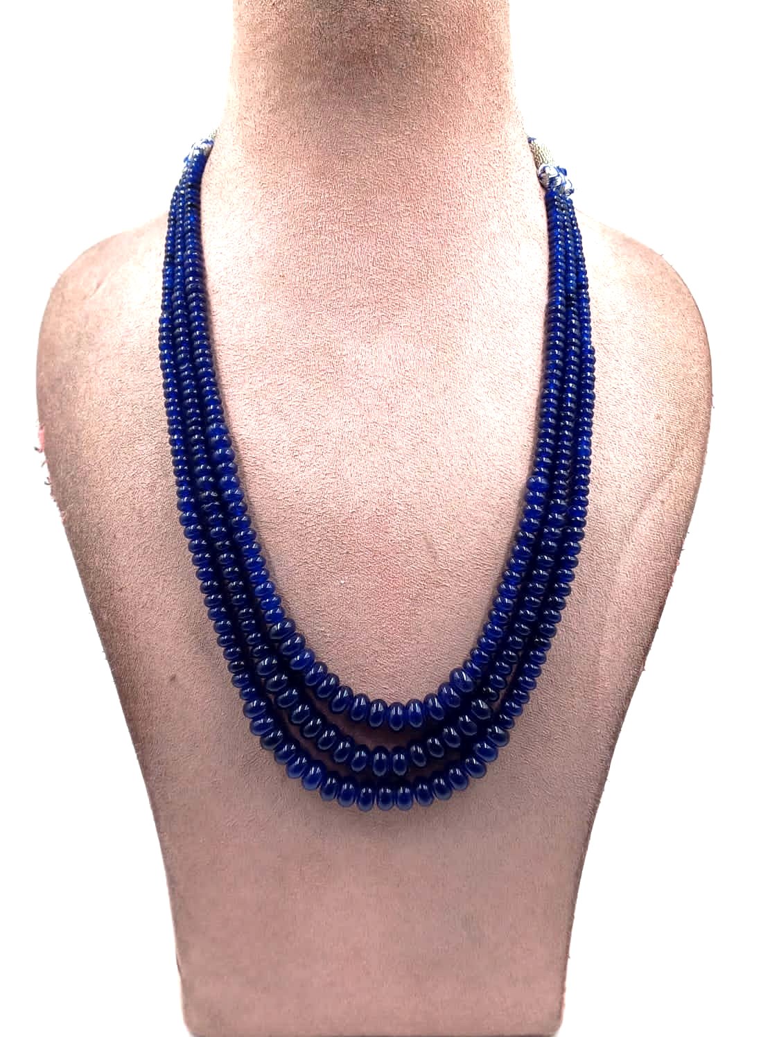 shahi blue sapphire zed plain mala 3 layer